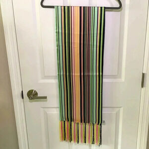 Talbots silk scarf multicolor stripes with fringe